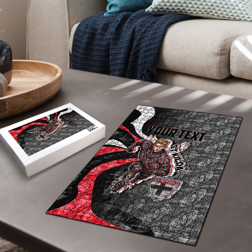 Personalised St Kilda Saints Puzzle Trippy Psychedelic Abstract Art Mascot Football Fans