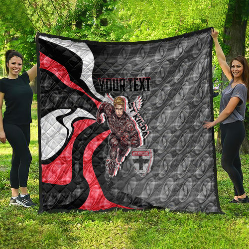 Personalised St Kilda Saints Quilt Trippy Psychedelic Abstract Art Mascot Football Fans