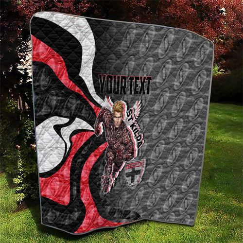 Personalised St Kilda Saints Quilt Trippy Psychedelic Abstract Art Mascot Football Fans