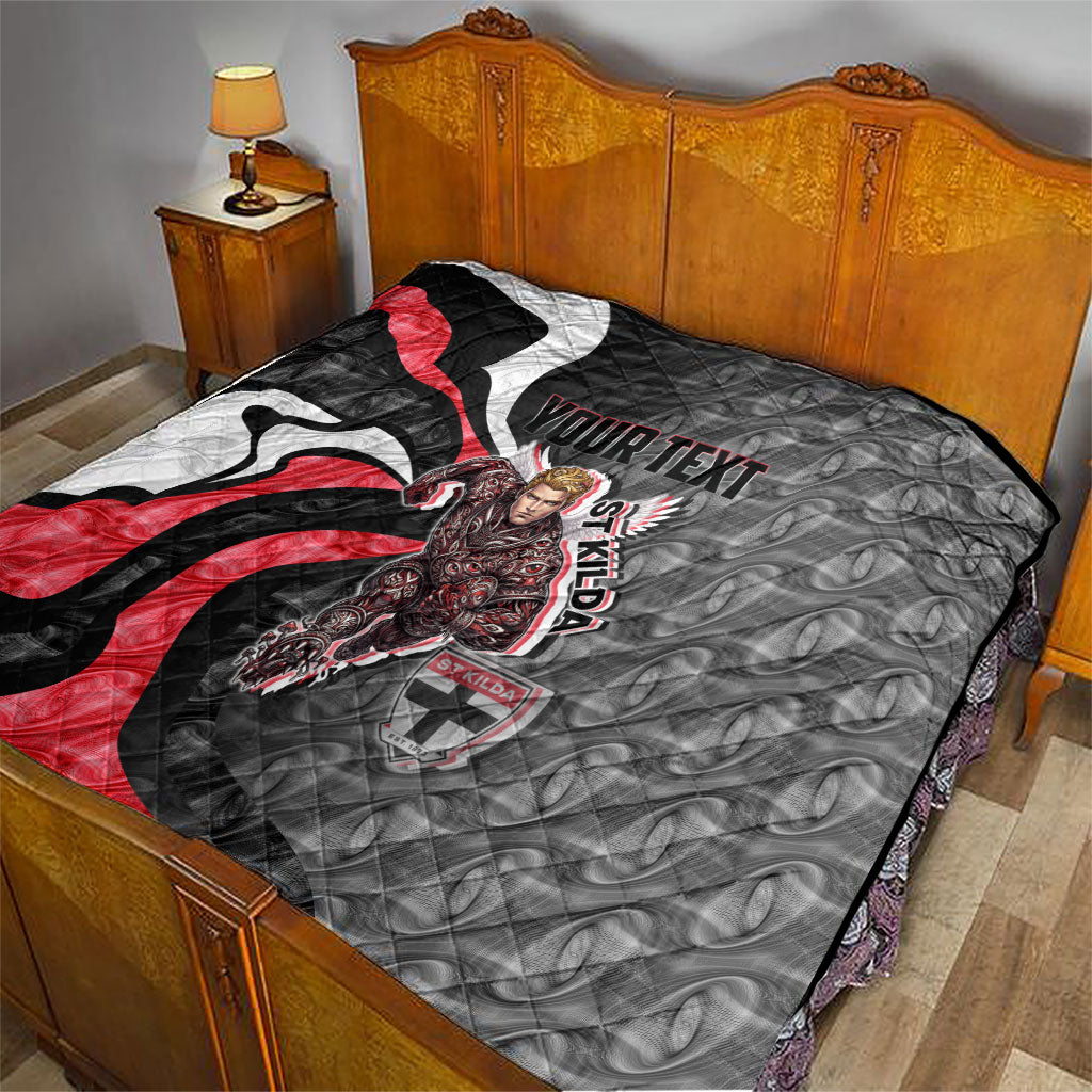Personalised St Kilda Saints Quilt Trippy Psychedelic Abstract Art Mascot Football Fans