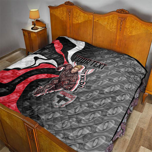 Personalised St Kilda Saints Quilt Trippy Psychedelic Abstract Art Mascot Football Fans