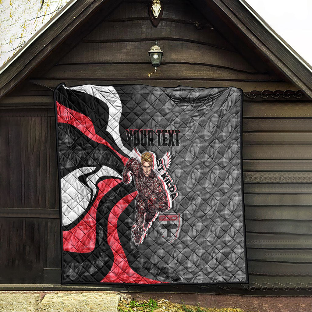 Personalised St Kilda Saints Quilt Trippy Psychedelic Abstract Art Mascot Football Fans