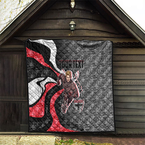 Personalised St Kilda Saints Quilt Trippy Psychedelic Abstract Art Mascot Football Fans
