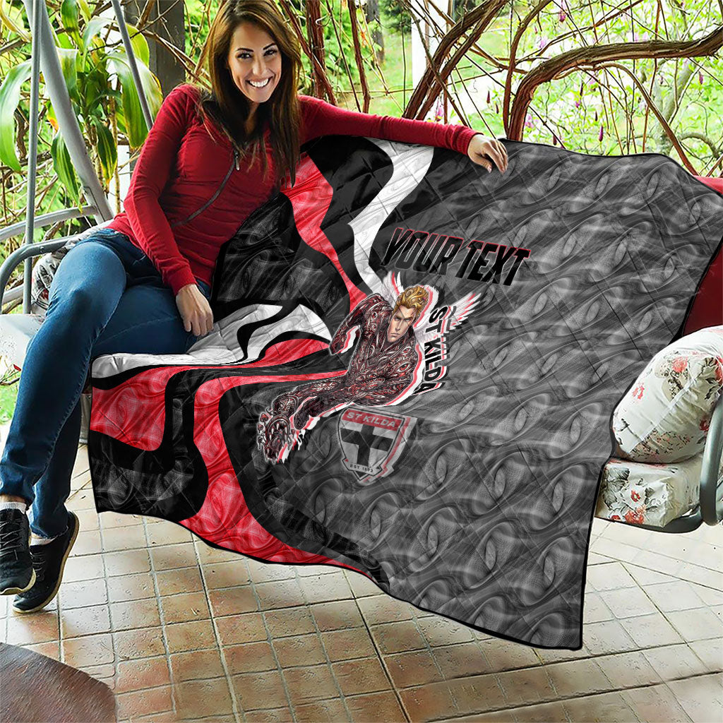 Personalised St Kilda Saints Quilt Trippy Psychedelic Abstract Art Mascot Football Fans