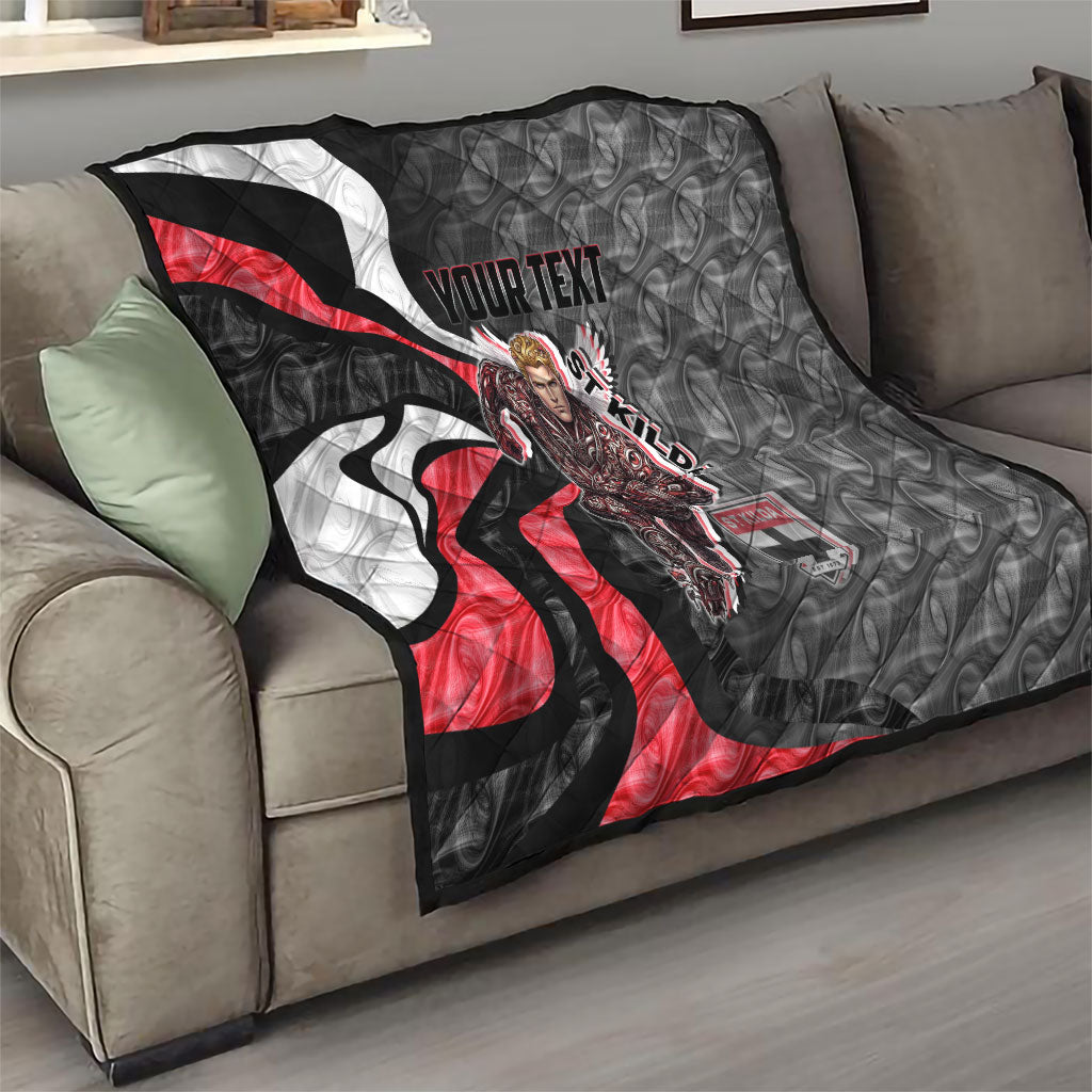 Personalised St Kilda Saints Quilt Trippy Psychedelic Abstract Art Mascot Football Fans