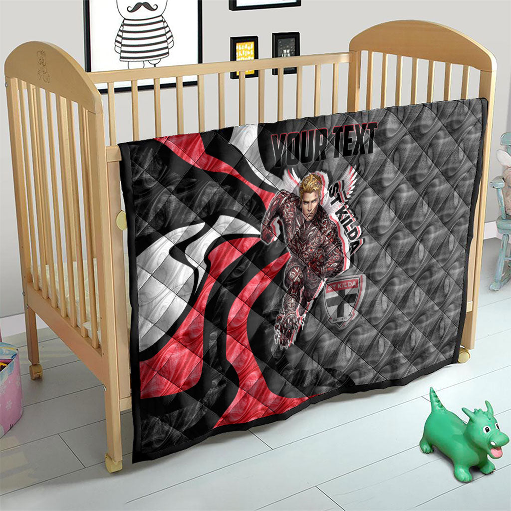 Personalised St Kilda Saints Quilt Trippy Psychedelic Abstract Art Mascot Football Fans