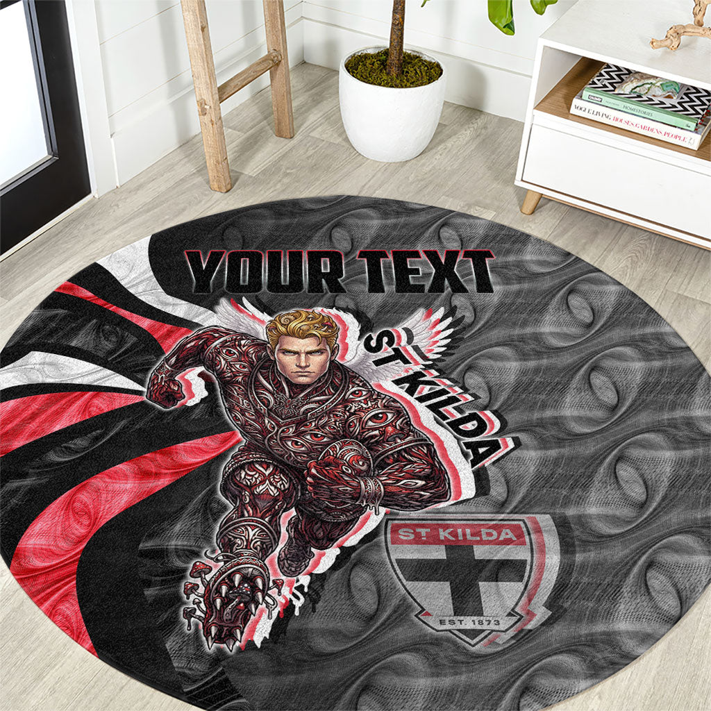 Personalised St Kilda Saints Round Carpet Trippy Psychedelic Abstract Art Mascot Football Fans