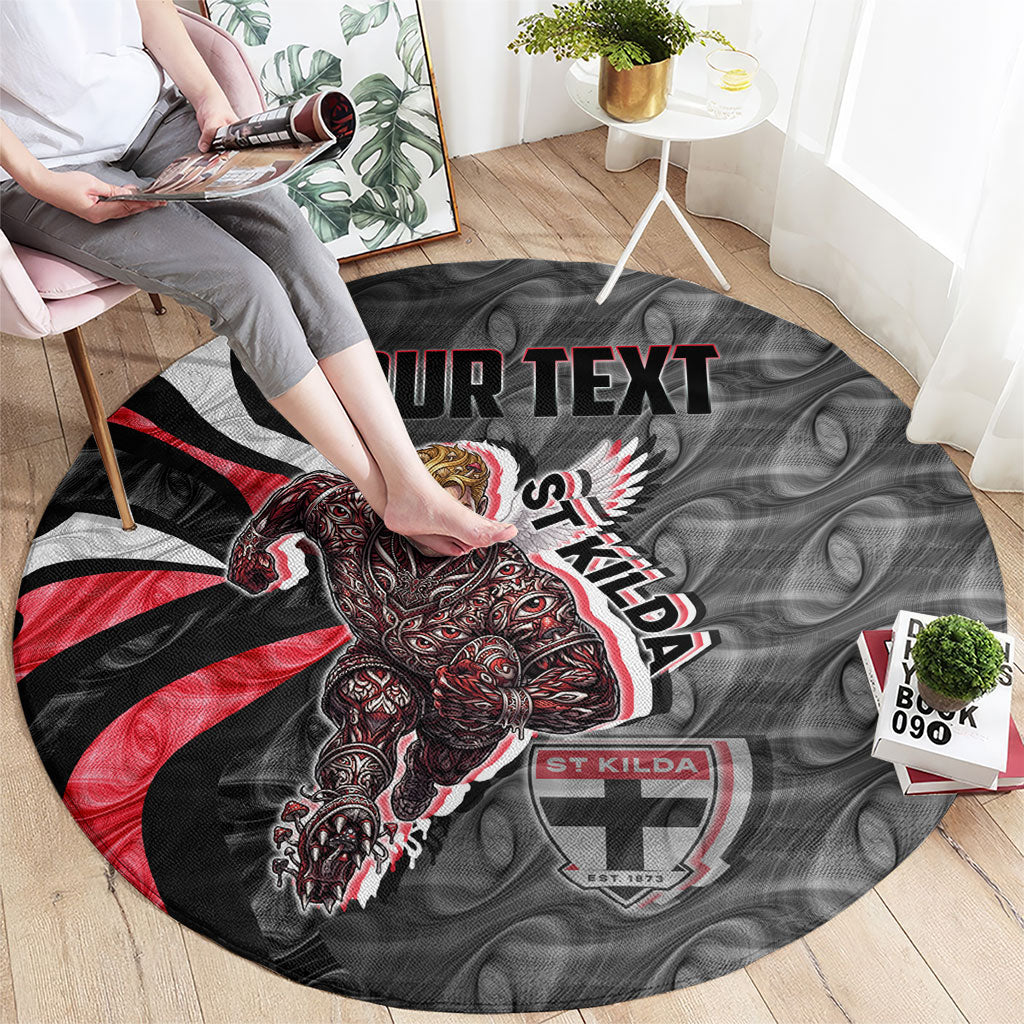 Personalised St Kilda Saints Round Carpet Trippy Psychedelic Abstract Art Mascot Football Fans