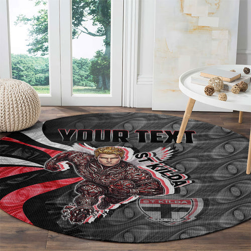 Personalised St Kilda Saints Round Carpet Trippy Psychedelic Abstract Art Mascot Football Fans