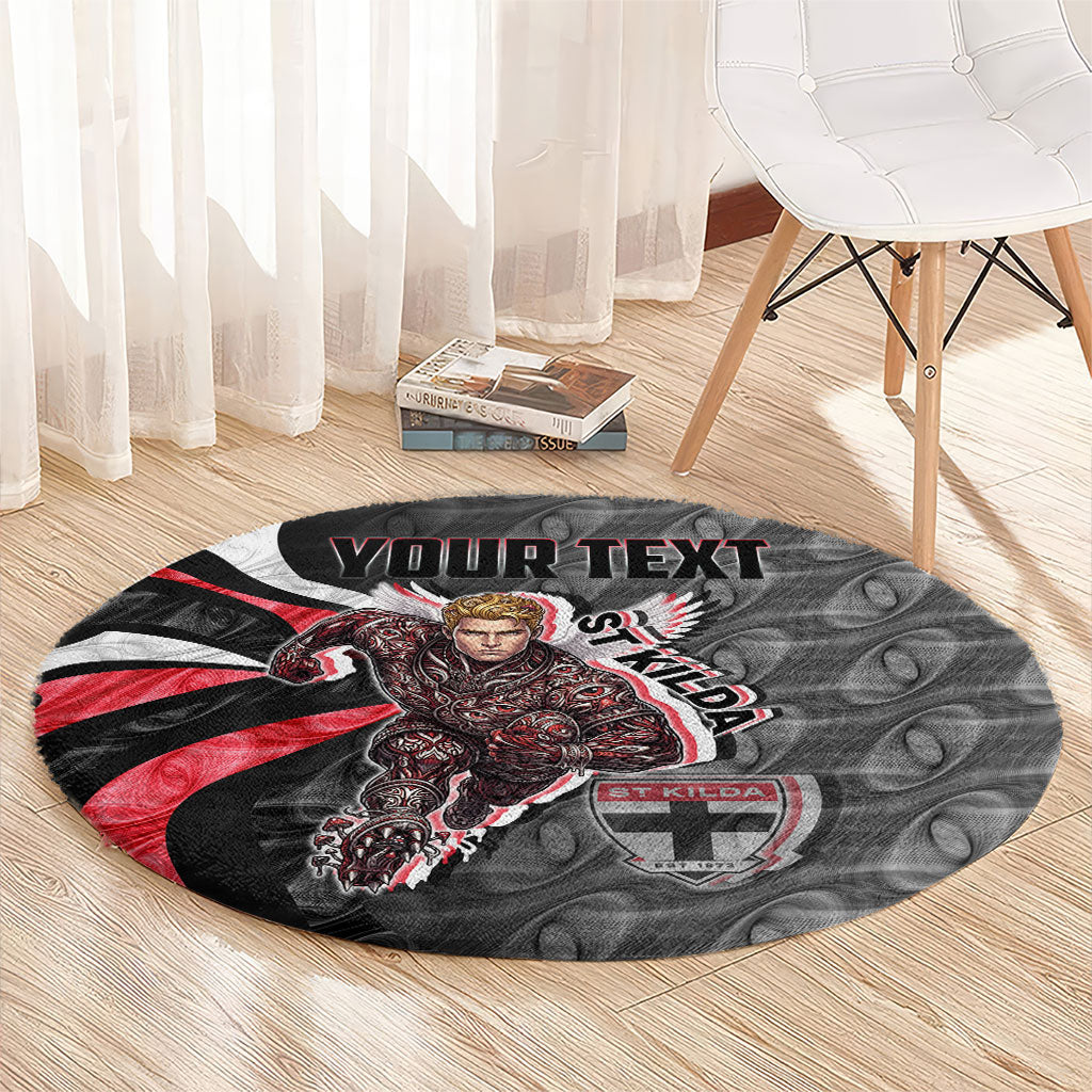 Personalised St Kilda Saints Round Carpet Trippy Psychedelic Abstract Art Mascot Football Fans