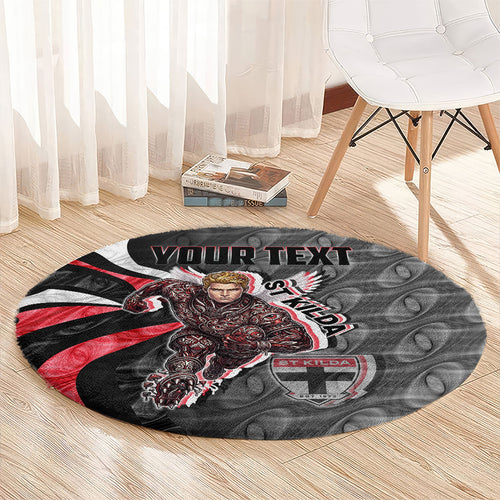 Personalised St Kilda Saints Round Carpet Trippy Psychedelic Abstract Art Mascot Football Fans