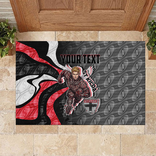 Personalised St Kilda Saints Rubber Doormat Trippy Psychedelic Abstract Art Mascot Football Fans