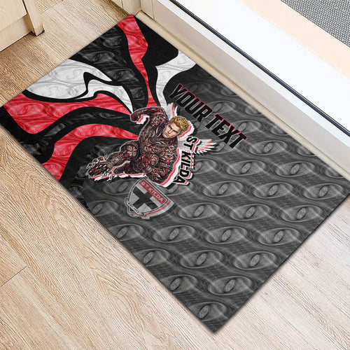Personalised St Kilda Saints Rubber Doormat Trippy Psychedelic Abstract Art Mascot Football Fans