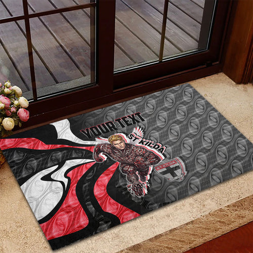 Personalised St Kilda Saints Rubber Doormat Trippy Psychedelic Abstract Art Mascot Football Fans