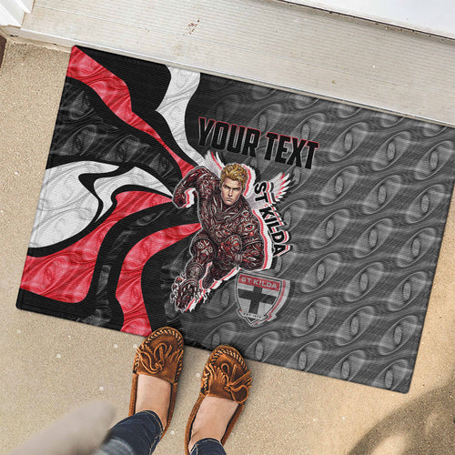 Personalised St Kilda Saints Rubber Doormat Trippy Psychedelic Abstract Art Mascot Football Fans