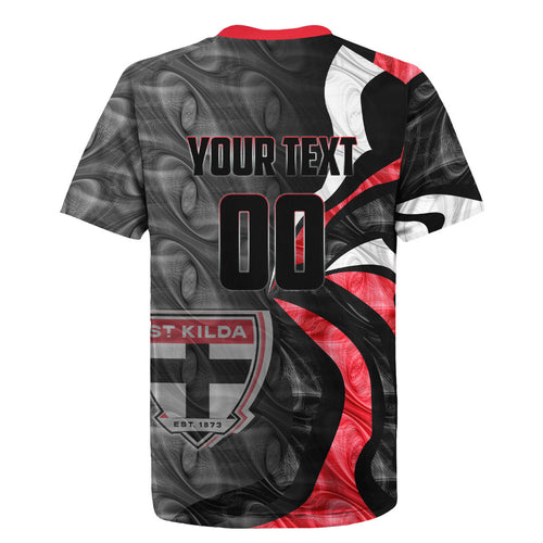 Personalised St Kilda Saints Rugby Jersey Trippy Psychedelic Abstract Art Mascot Football Fans