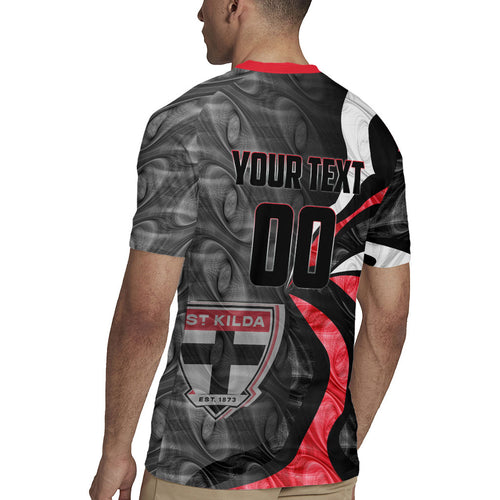 Personalised St Kilda Saints Rugby Jersey Trippy Psychedelic Abstract Art Mascot Football Fans