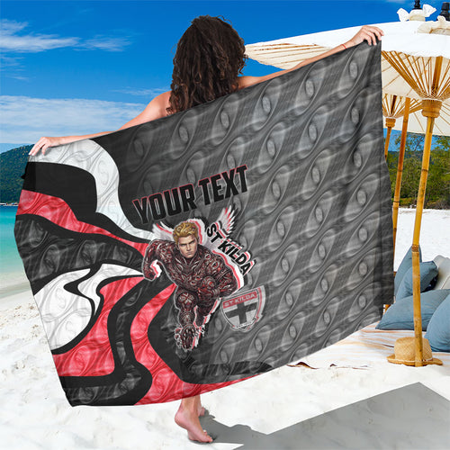 Personalised St Kilda Saints Sarong Trippy Psychedelic Abstract Art Mascot Football Fans