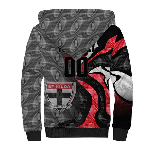Personalised St Kilda Saints Sherpa Hoodie Trippy Psychedelic Abstract Art Mascot Football Fans