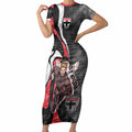 Personalised St Kilda Saints Short Sleeve Bodycon Dress Trippy Psychedelic Abstract Art Mascot Football Fans