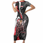 Personalised St Kilda Saints Short Sleeve Bodycon Dress Trippy Psychedelic Abstract Art Mascot Football Fans