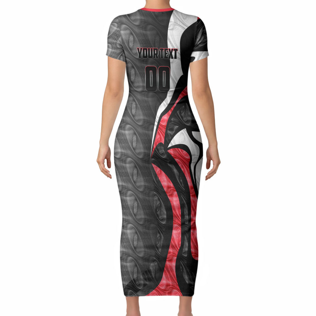 Personalised St Kilda Saints Short Sleeve Bodycon Dress Trippy Psychedelic Abstract Art Mascot Football Fans