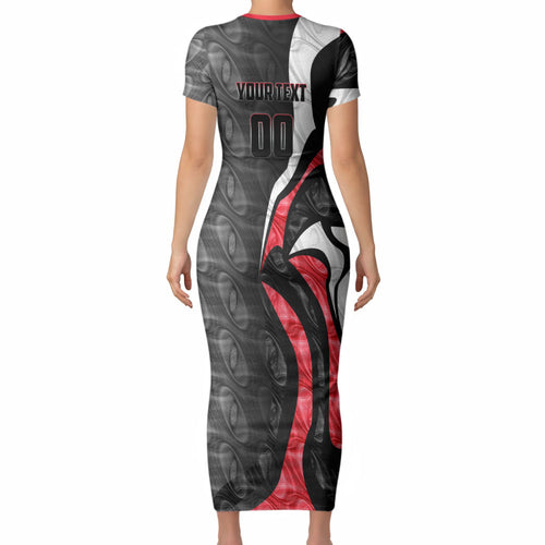 Personalised St Kilda Saints Short Sleeve Bodycon Dress Trippy Psychedelic Abstract Art Mascot Football Fans