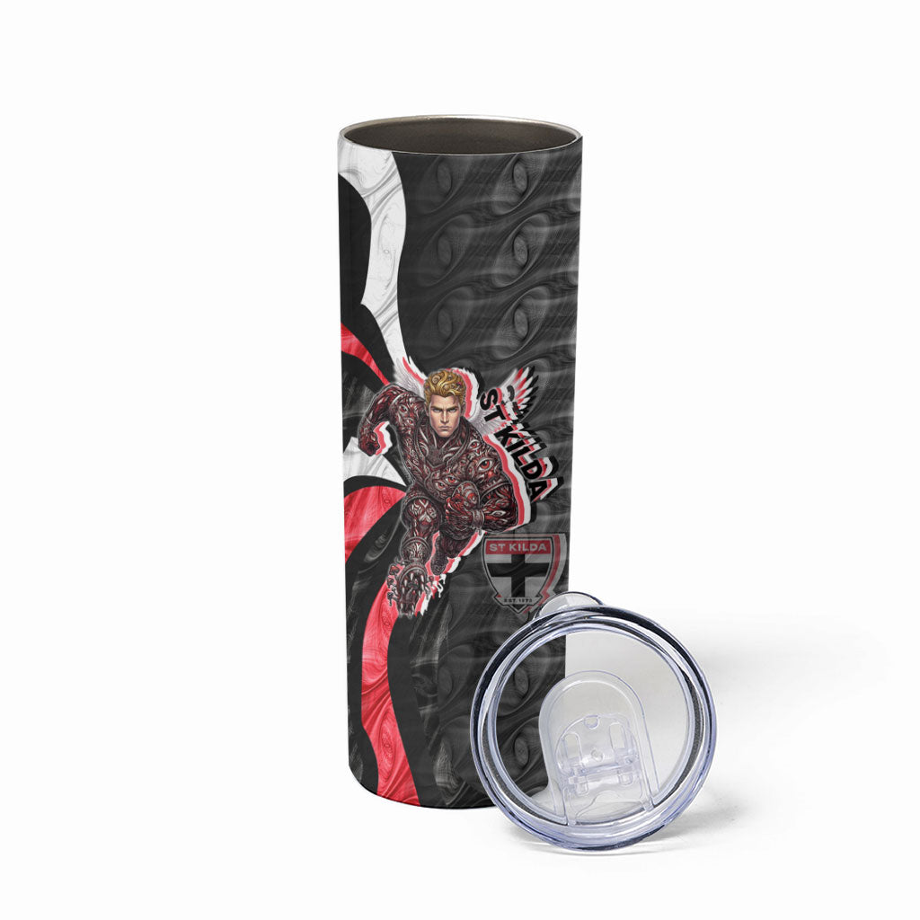 Personalised St Kilda Saints Skinny Tumbler Trippy Psychedelic Abstract Art Mascot Football Fans