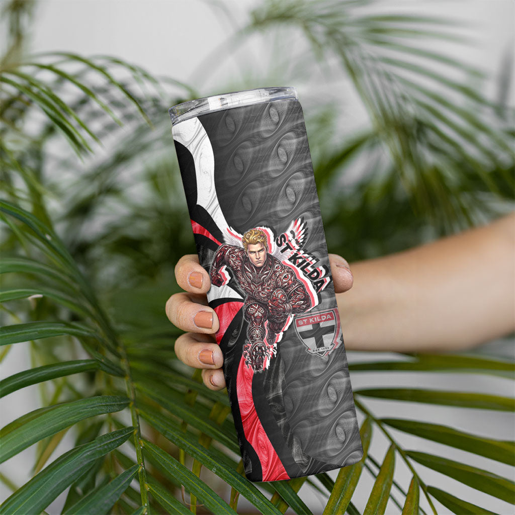Personalised St Kilda Saints Skinny Tumbler Trippy Psychedelic Abstract Art Mascot Football Fans