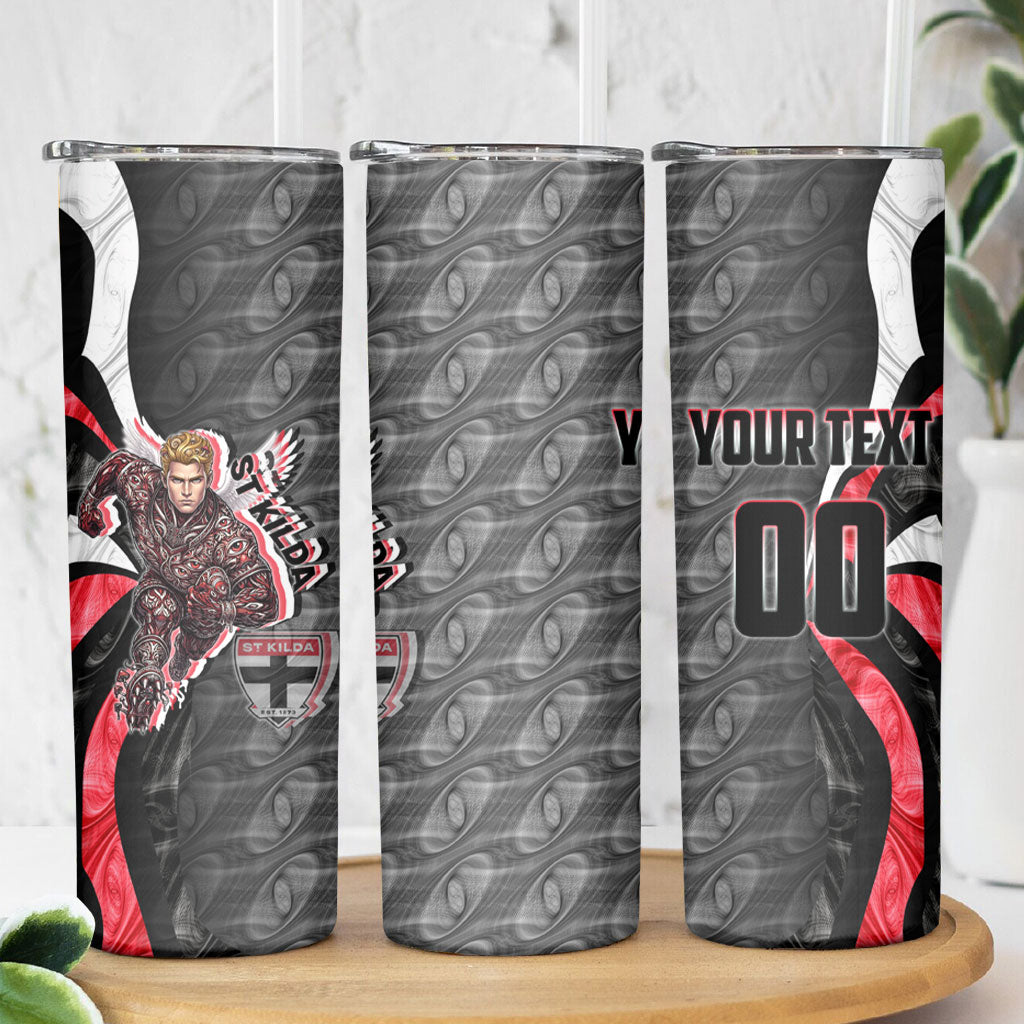 Personalised St Kilda Saints Skinny Tumbler Trippy Psychedelic Abstract Art Mascot Football Fans