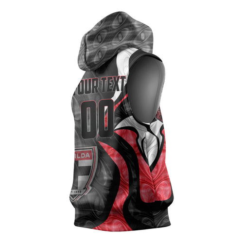 Personalised St Kilda Saints Sleeveless Hoodie Trippy Psychedelic Abstract Art Mascot Football Fans