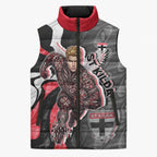 Personalised St Kilda Saints Sleeveless Puffer Jacket Trippy Psychedelic Abstract Art Mascot Football Fans