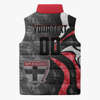Personalised St Kilda Saints Sleeveless Puffer Jacket Trippy Psychedelic Abstract Art Mascot Football Fans