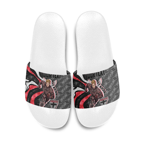 Personalised St Kilda Saints Slide Sandals Trippy Psychedelic Abstract Art Mascot Football Fans