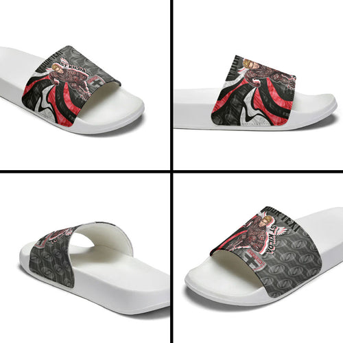 Personalised St Kilda Saints Slide Sandals Trippy Psychedelic Abstract Art Mascot Football Fans