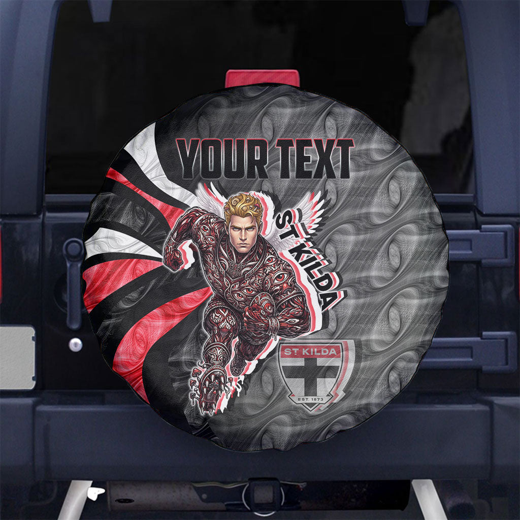 Personalised St Kilda Saints Spare Tire Cover Trippy Psychedelic Abstract Art Mascot Football Fans
