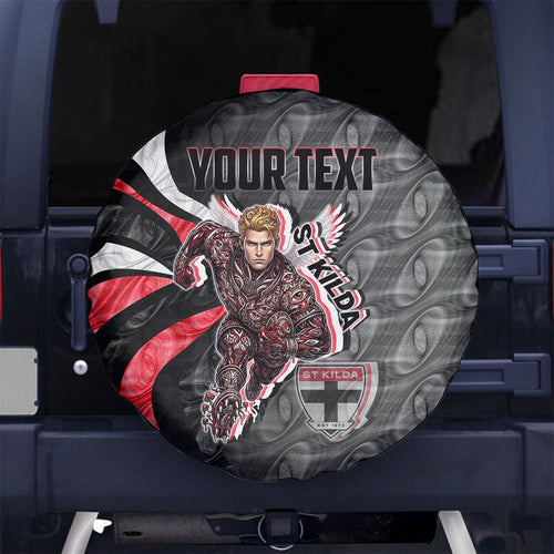 Personalised St Kilda Saints Spare Tire Cover Trippy Psychedelic Abstract Art Mascot Football Fans