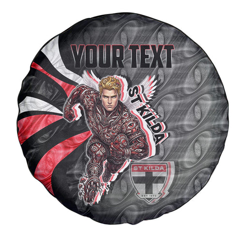 Personalised St Kilda Saints Spare Tire Cover Trippy Psychedelic Abstract Art Mascot Football Fans