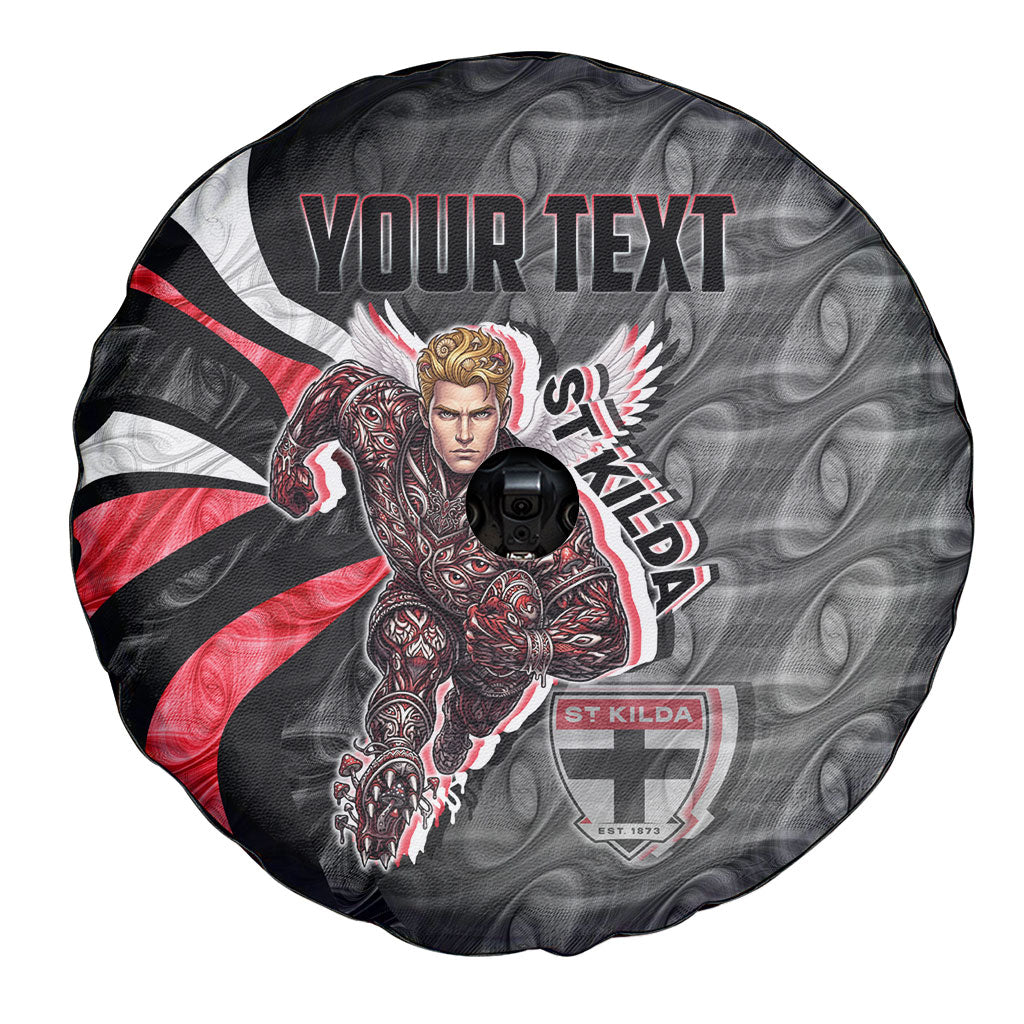 Personalised St Kilda Saints Spare Tire Cover Trippy Psychedelic Abstract Art Mascot Football Fans