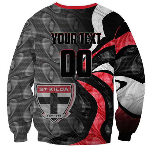 Personalised St Kilda Saints Sweatshirt Trippy Psychedelic Abstract Art Mascot Football Fans