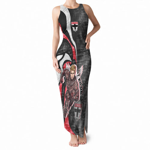 Personalised St Kilda Saints Tank Maxi Dress Trippy Psychedelic Abstract Art Mascot Football Fans