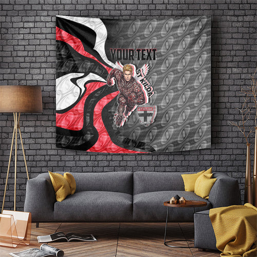 Personalised St Kilda Saints Tapestry Trippy Psychedelic Abstract Art Mascot Football Fans
