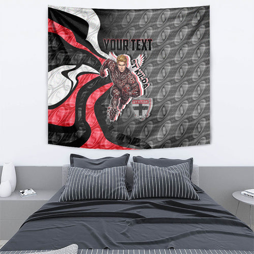 Personalised St Kilda Saints Tapestry Trippy Psychedelic Abstract Art Mascot Football Fans