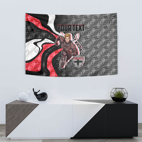 Personalised St Kilda Saints Tapestry Trippy Psychedelic Abstract Art Mascot Football Fans