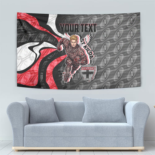 Personalised St Kilda Saints Tapestry Trippy Psychedelic Abstract Art Mascot Football Fans