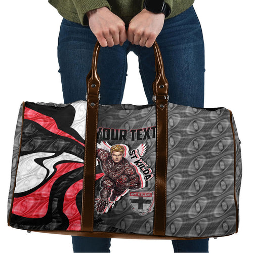 Personalised St Kilda Saints Travel Bag Trippy Psychedelic Abstract Art Mascot Football Fans