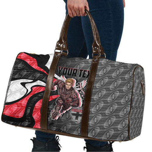 Personalised St Kilda Saints Travel Bag Trippy Psychedelic Abstract Art Mascot Football Fans