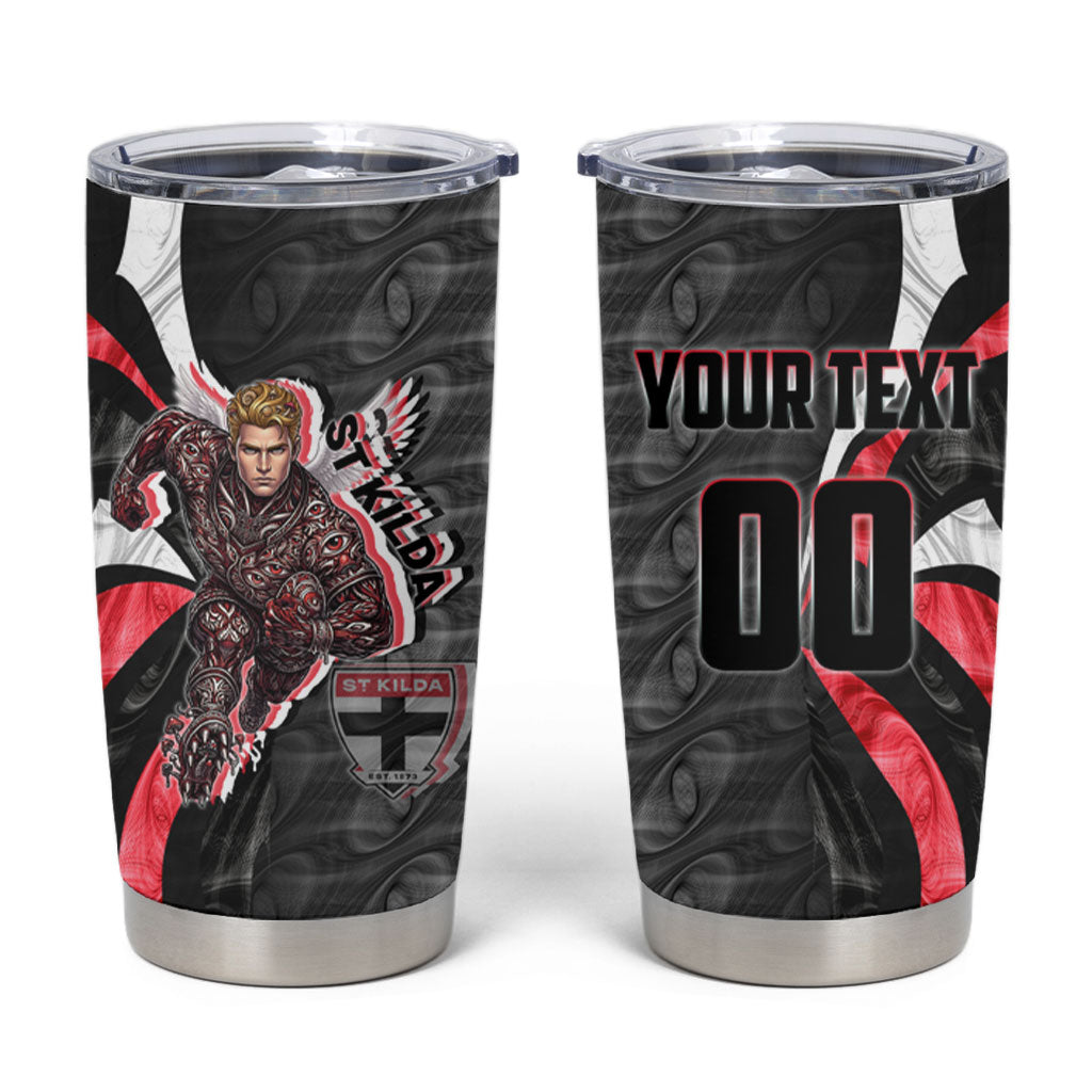Personalised St Kilda Saints Tumbler Cup Trippy Psychedelic Abstract Art Mascot Football Fans