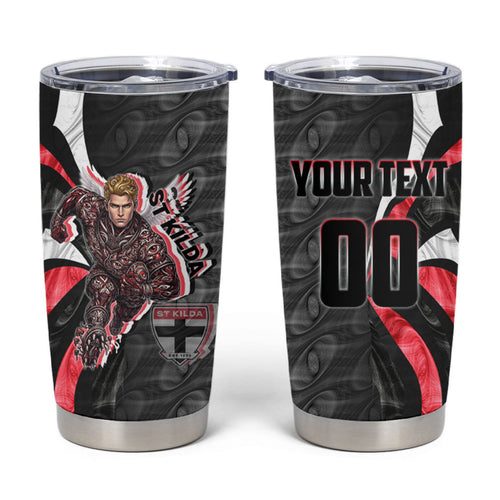 Personalised St Kilda Saints Tumbler Cup Trippy Psychedelic Abstract Art Mascot Football Fans