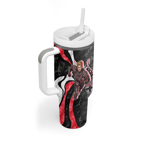 Personalised St Kilda Saints Tumbler With Handle Trippy Psychedelic Abstract Art Mascot Football Fans